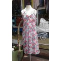 Vintage 1980s Summer Spaghetti Strap Floral Cotton Summer Dress Size 14