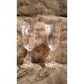 Two Antique Crystal Hand Cut Champagne Glasses