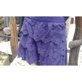 Bohemian Ruffled Lace Mini Skirt In Royal Blue Size 10