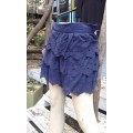 Bohemian Ruffled Lace Mini Skirt In Royal Blue Size 10