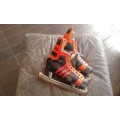 Vintage Adidas Innsbruck Pro Men Ice Skates Steel Shank In Neon Orange And Black Size 10