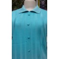 Original 1960s Turquoise Knit Top With Buttobs Size 12 to 14