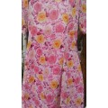 Vintage Romantic Summef Floral Print Chiffon Dress With Lace Size 14
