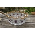 Beautiful Vintage Bohemian Glass Bowl With Gilt Detail