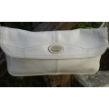 Vintage 1980s Christins Creme White Leather Shoulder Bag With Long Strap
