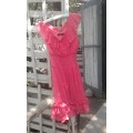 Vintage Pink Gypsy Style Bohemian Ruffled Summer Dress By Walkstar Size 12