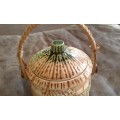 Vintage Japanese Stoneware Cookie Jar With Bamboo Handle