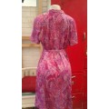 Vintage 1970s Pink Floral Shirt Dress With Belt Label Nouvelle Rosecraft Size 16