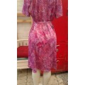Vintage 1970s Pink Floral Shirt Dress With Belt Label Nouvelle Rosecraft Size 16