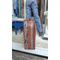 Set Of Aero Vintage Fabric Tapestry Suitcase Plus Vanity Bag