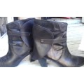 Black Leather Boots Shoes Cowboy Style Size 7 Made In Germany