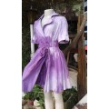 Vintage Purple Batik Shirt Dress With Belt Size 10
