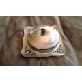 Vintage Silver Plated Butter Dish With Glass Bowl Reg.Electroplate Made In England