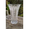 Exquisite Antique Czech Crystal Handcut Large Glass Vase 3 Chips At Edge 1.8kg Weight Of Crystal