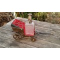 Vintage 1950s Scotch Glass Bottle Decanter On Brass Coach Space For 6 Glasses