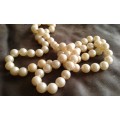 Vintage 1960s Rope Faux Pearl Costume Jewelry Necklace Large Pearls