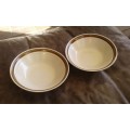 2 Japanese Stoneware Bowls Soup Plates Country Manor J1000 17cm in diameter brown edge