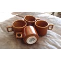 3 Vintage High Glaze G. C Ware Mugs Coffee Cups Made In South Africa