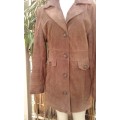 Retro Style  Brown Suede Leather Coat By Relativity Size 10