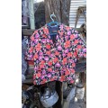 Vintage 1990s Short Sleeves Floral Print Jacket Blazer By JADE Golden Lionshead Buttons Size 14