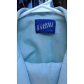Vintage Elegant 1980s Ladies Suit High Waist Pants Blazer By KARISMA Size 14 Pastel Aqua Color
