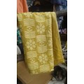 Vintage Original 1960s Table Cloth In 2 Mustard Shades Classical Retro Pattern reversible excellent