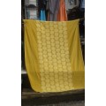 Vintage Original 1960s Table Cloth In 2 Mustard Shades Classical Retro Pattern reversible excellent