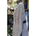 H M Grey Faux Fur Coat With Leather Belt Size 12 to 14