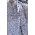 H M Grey Faux Fur Coat With Leather Belt Size 12 to 14