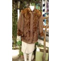 Gorgeous Elegant Vintage Designer Brown Leather And Genuine Brown Mink Fur Jacket Size 14