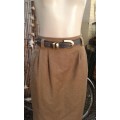 Vintage High Waisted Brown Wool Pencil Skirt With Pockets By HIRSCH Made In GermanyBelt Not Included