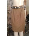 Vintage High Waisted Brown Wool Pencil Skirt With Pockets By HIRSCH Made In GermanyBelt Not Included