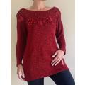 Red Overlength Top With Flower Detail By Top Shop Size M