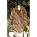 Vintage Finest Quality Natural Golden Red Genuine Fox Fur Coat Size 10 to 12 Made In Germany
