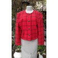 Vintage Woolworths Red And Black Crop Wool Jacket Size 14
