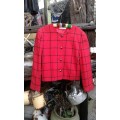 Vintage Woolworths Red And Black Crop Wool Jacket Size 14