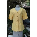 Vintage 1980s La Carella Moda Italiana Sunflower Yellow Cotton Linen Mix Blazer Jacket Size 14
