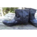 Vintage Woolworths Black Leather Bikers Boots Size 8 to 9
