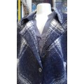 Pure Wool Blue And White Winter Jacket Coat Made In Germany  Size 12 to 14