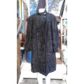Elegant Vintage 1960s Black Swakara Karakul Designer Swing Genuine Fur Full Length Coat