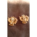 Vintage KIGU Flower Basket Marcasite Clip On Earrings 1950s Gold Tone
