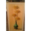 Rare Large Original 1960 Tretchikoff CHRYSANTHEMUMS Print Flowers In Oriental Vase Mid Century Frame