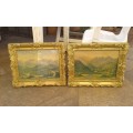 Set Of Two Antique Gerhard Beukes Prints The Nels River By Calitzdorp Ornate Golden Period Frames