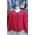 Red Wool Mix Country House Style Jacket Blazer By Meiko Size 10 to 12 Made In Germany