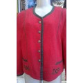 Red Wool Mix Country House Style Jacket Blazer By Meiko Size 10 to 12 Made In Germany