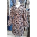 Designer Trench Coat With Belt By Anany Pink Dark Grey Arty Pattern 100 % Cotton Size 10