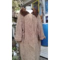 Original 1960s Genuine Golden Brown Karakul Swakara Persian Lamb Fur Swing Coat Size 14 to 16