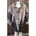 Glamorous 1990s Vintage Black Nappa Lamb Leather And Genuine Mink Fur Winter Coat