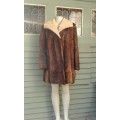 Vintage 1970s Finest Quality Genuine Brown Mink Fur Coat With Sheep Skin Collar Size 16cm