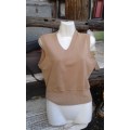 Vintage Original 1970s Knitted Toffee Color Sleeveless Jersey By ROMA Size 12